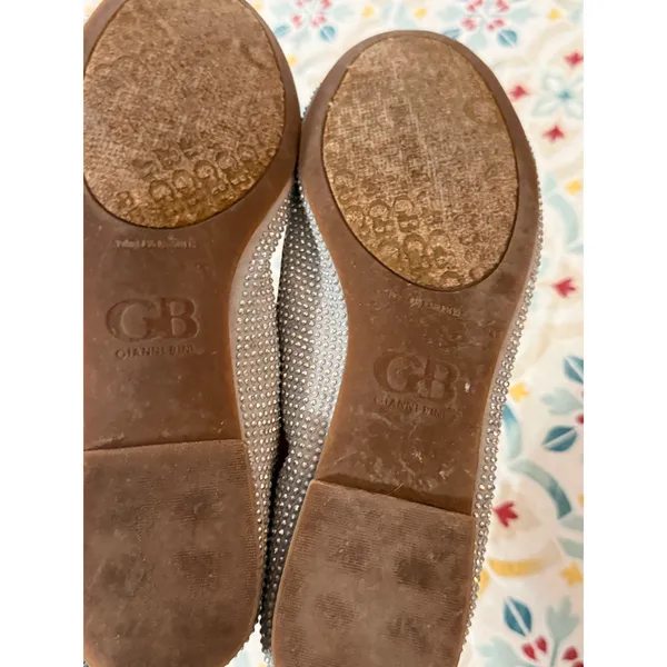 Gianni Bini Womens Silver‎ Rhinestone Ballet Flats Grey Sparkly Slip On Shoes 8M - Image 4