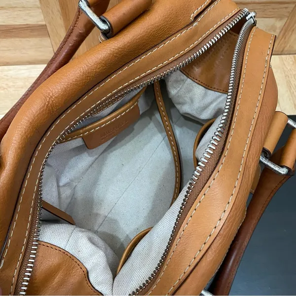 MICHAEL Michael Kors Brookville Update Cognac Brown Leather Medium Bowling Bag - Image 5