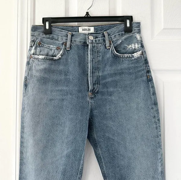 Riley High Rise Straight Crop Denim Jeans Button Fly In Frequency 27 - Image 8