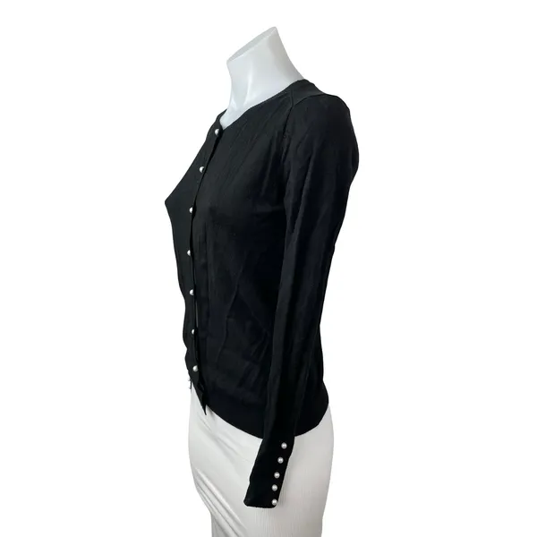 Zara Women's Black Long Sleeve Button Down Crew Neck Cardigan Sweater Top Sz S - Image 3