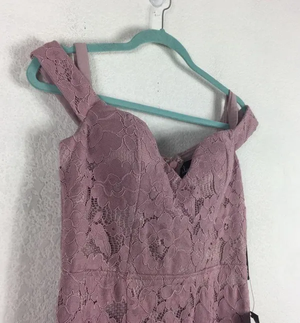 NWT Lulus Swept Up Maeve Pink Lace Off-the-Shoulder Mermaid Maxi Dress Medium - Image 8