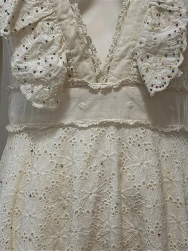Farm Rio Cotton Beaded Eyelet Mini Dress Size small - Image 6