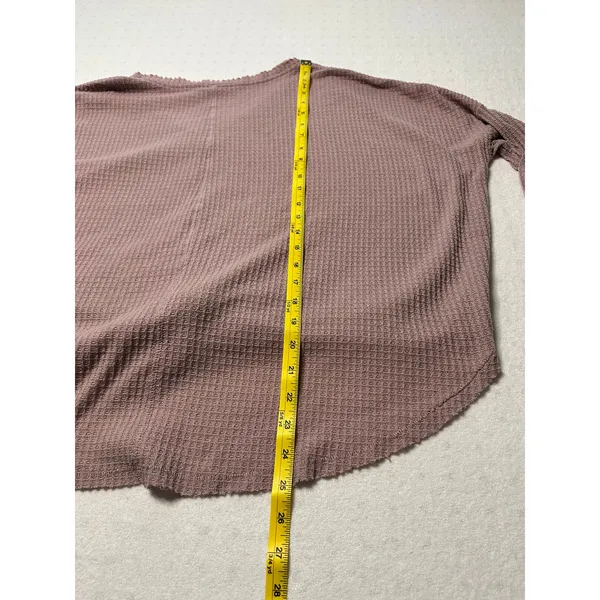 Out From Under Waffle Knit Tie Front Button Top Mauve Pink M Oversized - Image 6