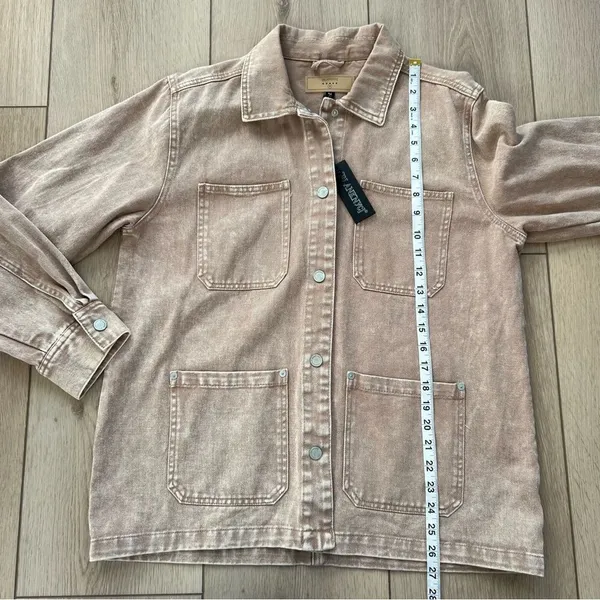 Blank NYC NWT Garment Dye Acid Wash Twill Shirt Jacket in Stoned Size Medium - Image 14