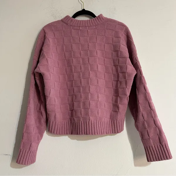 Abercrombie & Fitch Checkered Crewneck Pullover Sweater Pink Size Small - Image 5