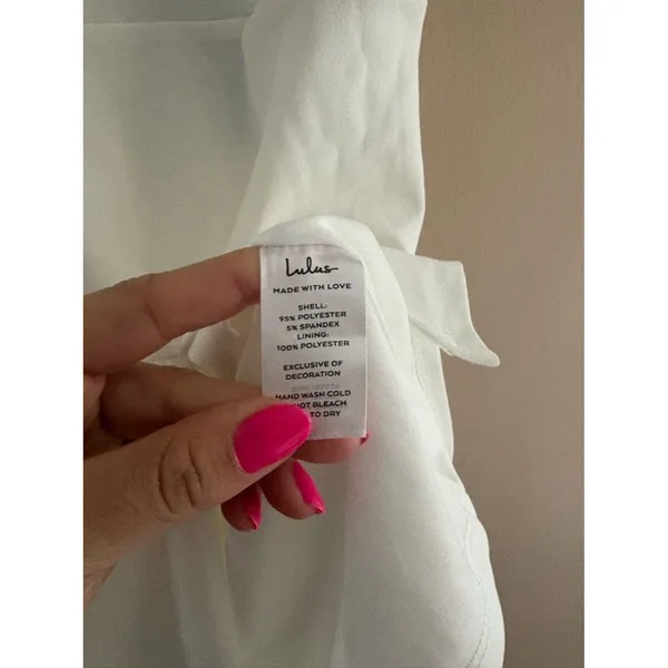 Lulus Party for Two Ivory Asymmetrical Bodycon Mini Dress Size Large Bridal Sexy - Image 10