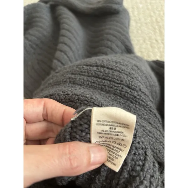 FREE PEOPLE Emmy Ribbed V-Neck Sweater Dress Cotton Small Petite GRAPHITE Slits‎ - Image 8