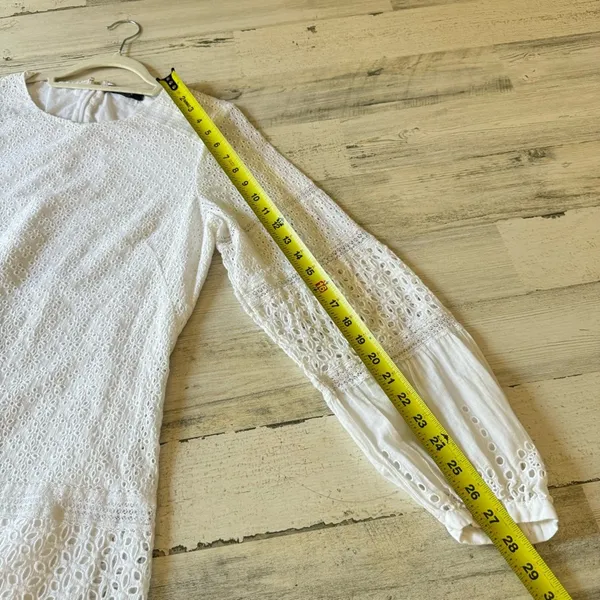 Lauren Ralph Lauren White Cotton Voile Floral Eyelet Long Sleeve Dress‎ Boho - Image 15
