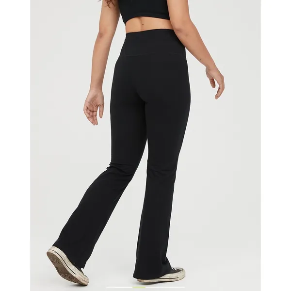 OFFLINE by Aerie Black OG Cotton High Rise Flare Leggings Small - Image 2