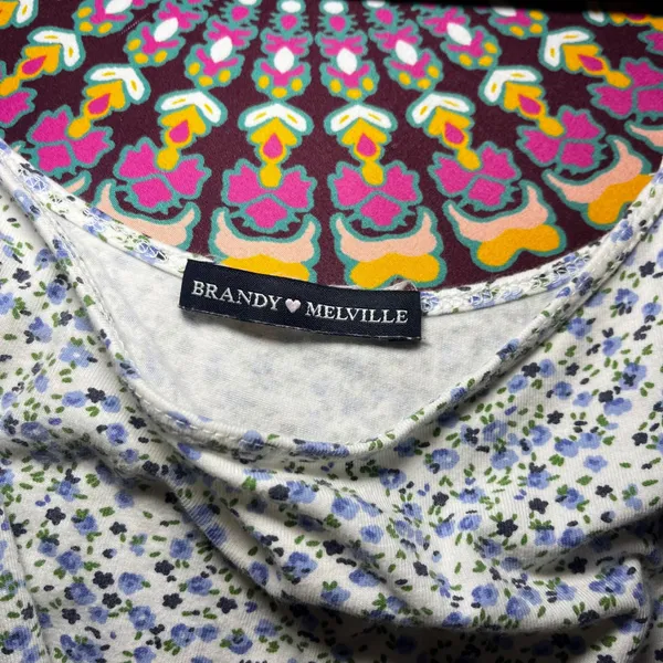 ✨Brandy Melville Floral Mini Dress Spaghetti Strap White Blue‎ - Image 3