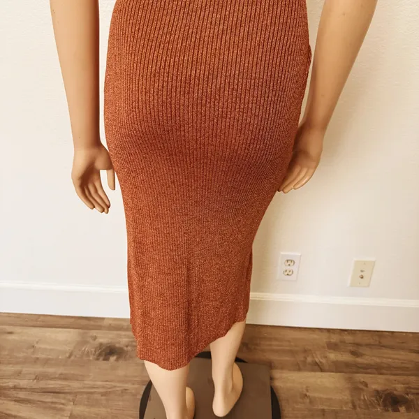 [Superdown] Copper Metallic Arima Halter Neck Knit Midi Sweater Dress Sz Small S - Image 8