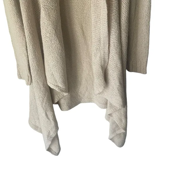 Womens Cream‎ Waterfall Open Front Cardigan Textured Knit Drape Sweater Long Sl - Image 3