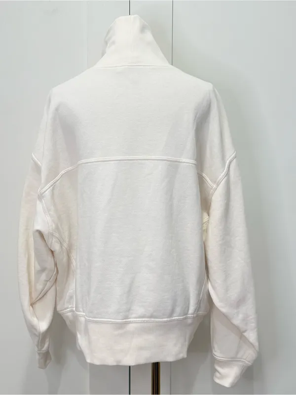 Alo Yoga Hazy Mock Neck Pullover Sweatshirt Small Ivory Oversized Lounge Cozy - Image 7