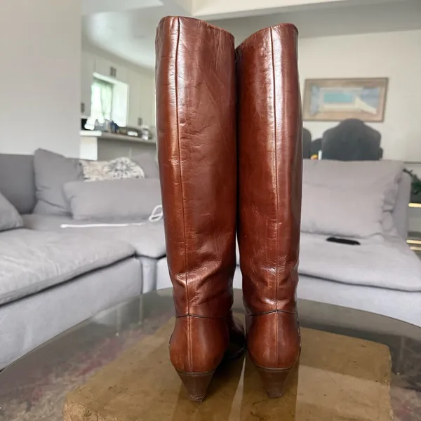 Vintage Gucci Tall Brown Leather Riding Boots 35.5 5.5 - Image 6