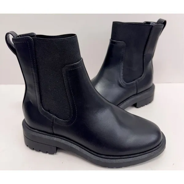 Alfani‎ Boots Size 5.5 Black Lug Sole Block Heel Pull On Style Booties - Image 6