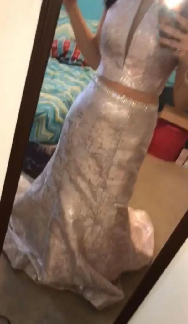Windsor Pink/Silver  Two Piece Prom Dress - Image 2
