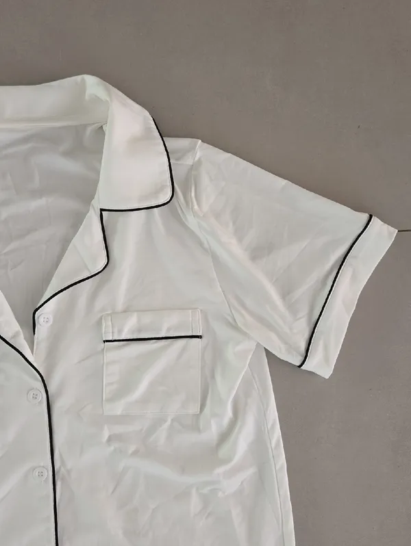 New Women's White Button-Front Short Pajama Set Size Xs/S - Image 5