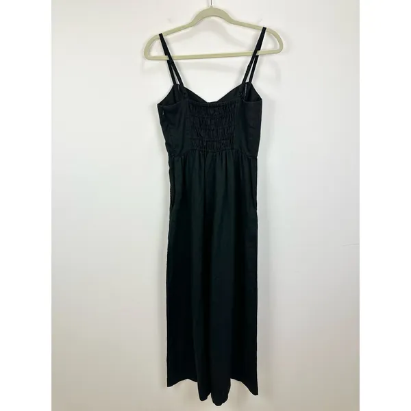 Madewell Sleeveless Wide Leg Jumpsuit 100% Linen Black Pockets Flowy US 12 NWT - Image 11