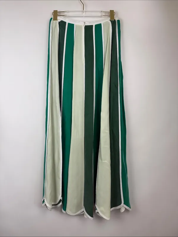 Free People Green & White Stripe Inez Skirt Set Size Small Crop Halter Top - Image 5