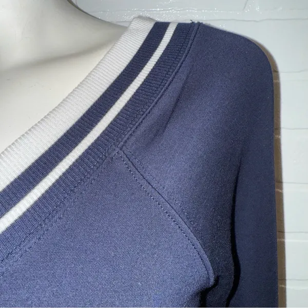 Offline by Aerie ChillUp Navy V-Neck Athleisure Dress with White Trim - Image 7