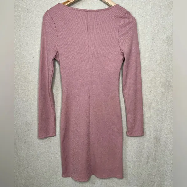 ASTR The Label Blush Ribbed Long Sleeve Bodycon Dress Knee Length Size M - Image 7
