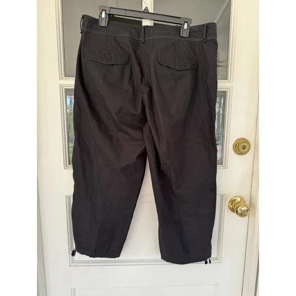 Loft Ann Taylor Women's 8 Black Zipper Cropped Capri Pants Cotton Pockets - Image 9