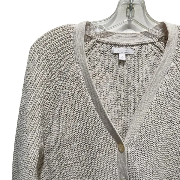 LC Lauren Conrad Open Knit Button Front Cardigan Cream Women Size Large - Image 4