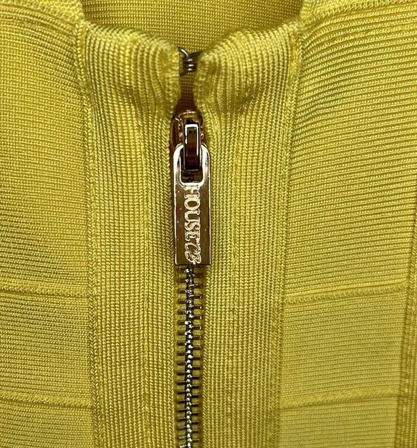 House Of CB London Neon Yellow Bodycon Bandage Cocktail Dress Size XS - Image 9