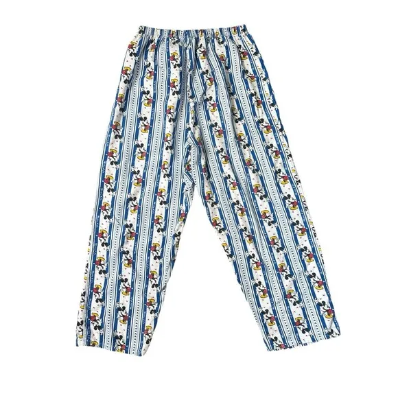 Vintage Disney Mickey Mouse‎ Blue Striped Pajama Bottoms Size Large - Image 4