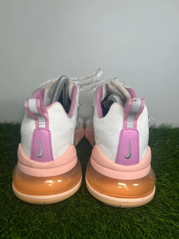 Nike Air Max 270 React White Pink Women’s Size 8 Running Sneakers CZ8131-100 - Image 4
