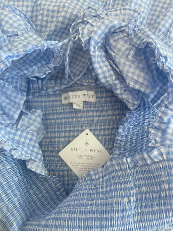 Eileen West Gingham Smocked Tiered Midi Dress NWT - Image 4