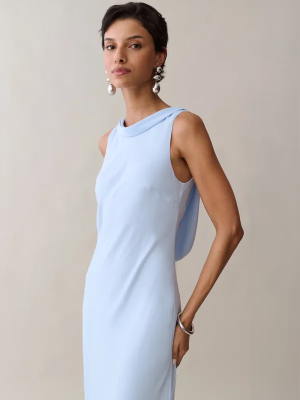 NWT Few Moda Amarosa Dress size Large L Light Blue o.p.t backless maxi - Image 4