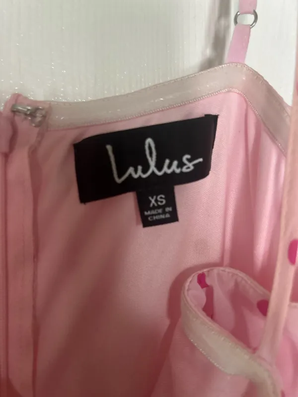 Pink Polka Dot ruffle Midi Dress Lulus - Image 4