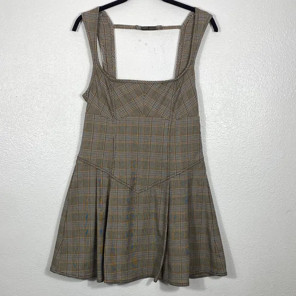 BDG Gray Plaid Midi Dress Size L - Image 4