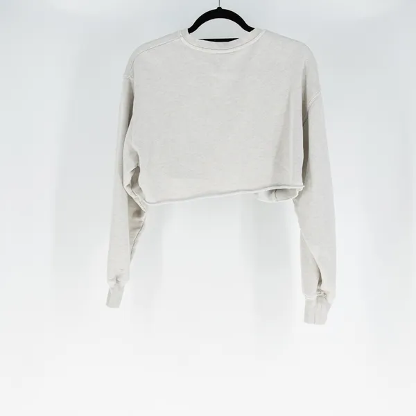 Aritzia TNA AiryAF Fleece Raw Edge Hem Crew Neck Cropped Sweatshirt Sweater Gray - Image 4