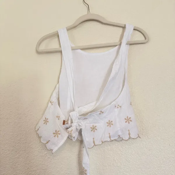 NWOT Free People Kayla Solid Embroidered Cropped Blouse Top - Image 5