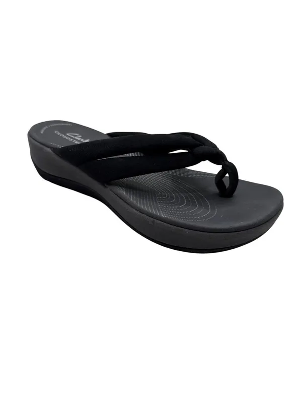Clarks Size 7 Cloudsteppers Cushioned Black Flip Flop Knotted Strap Sandals - Image 4