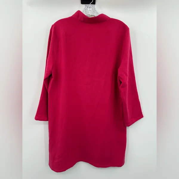 Tuckernuck Fuchsia Pink Avery Terry‎ Shirt Dress Mini Button Front Size Large - Image 3