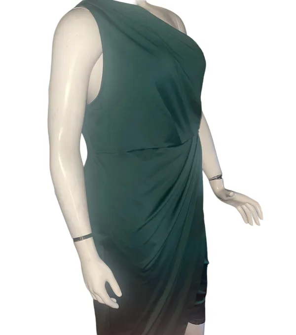 SheIn Dark Green One Shoulder Dress - Image 2