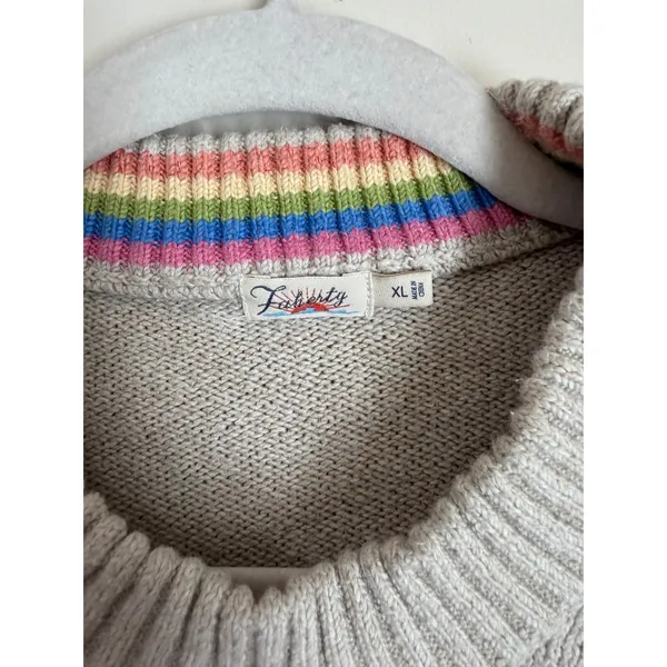 Faherty Striped Crewneck Sweater Womens XL Rainbow Stripe Coastal Cotton - Image 5