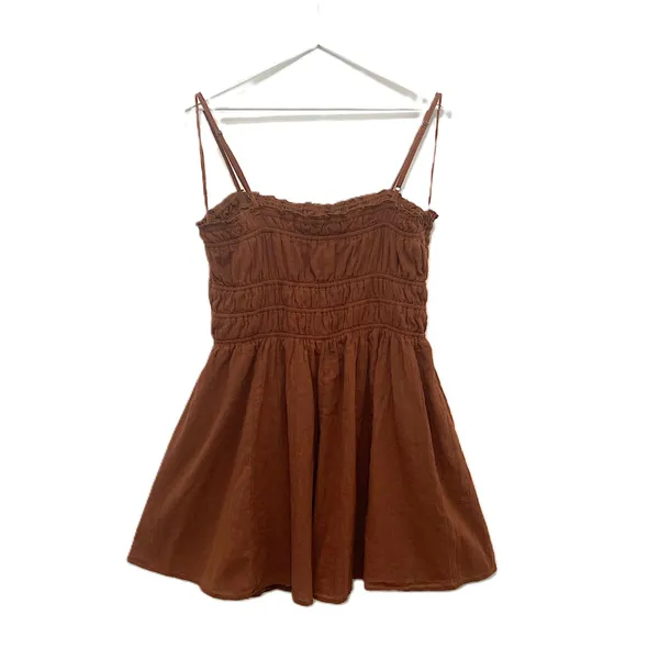 Aeropostale Cinnamon Smocked Cotton Mini Dress XL • Boho Summer Beachy Vacation - Image 6