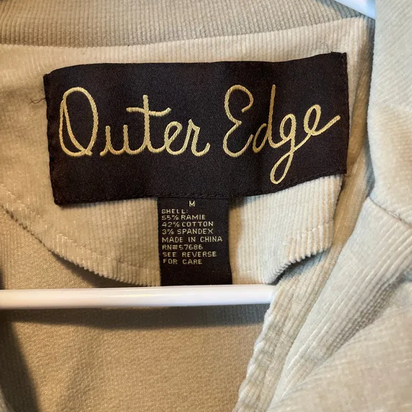 90s Y2K Beige Corduroy‎ Trench Style Jacket Safari Aesthetic Size Medium - Image 4