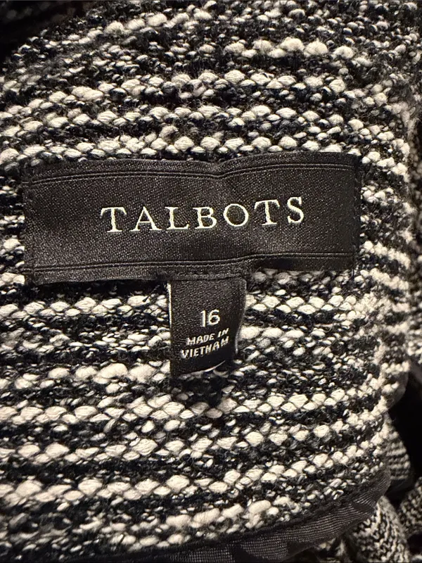 Talbots Tweed Jacket Blazer Gold Clasp Hidden Closure Classic Chic Career‎ SZ 16 - Image 3