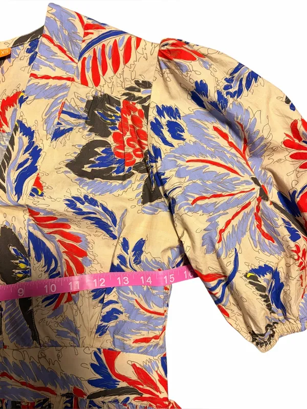 Oliphant Design V-Neck Puff Sleeve Mini Dress Chennai Cobalt Size XS - Image 10
