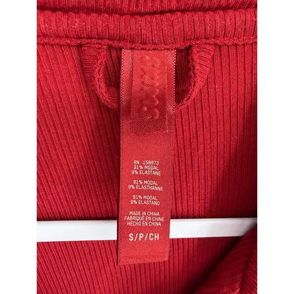SKIMS Womens Pajama Top Red Soft Modal Ribbed Button Front Small - Image 4