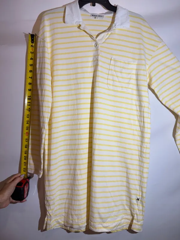 Alex Mill Natural Yellow Stripe Cotton Rugby Polo Mini Dress Size M - Image 9