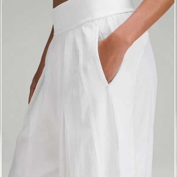 Lululemon Lightweight Tennis Mid-Rise Track Pants White Mesh Wide Leg Sporty - Image 2
