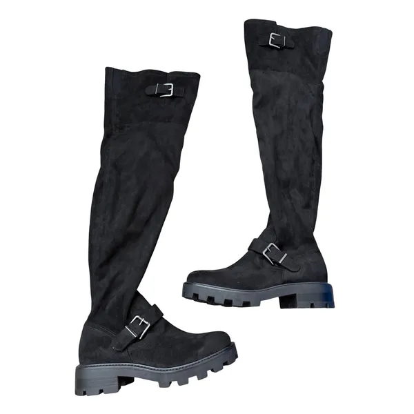 Marc Fisher LTD Black Suede Over The Knee Lug Sole Buckle Boots Womens 8 NEW - Image 3