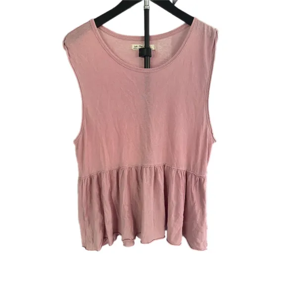 Free People We The Free‎ Peplum Tank Top Pink Sleeveless Ruffle Hem Medium - Image 2