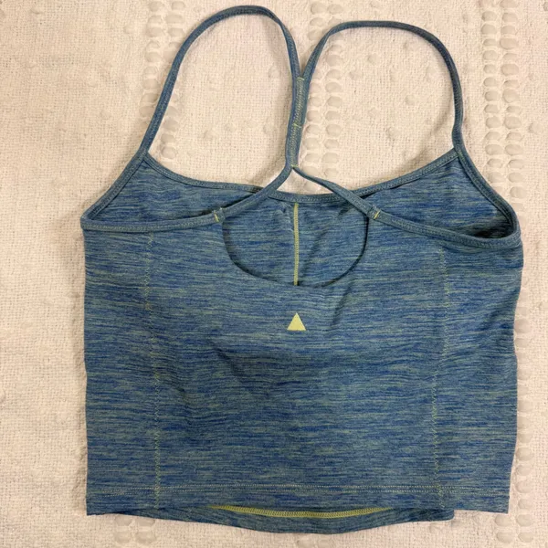 Vitality Womens Blue Space Dye Crop Tank Top Racerback Built-in Bra Small - Image 2